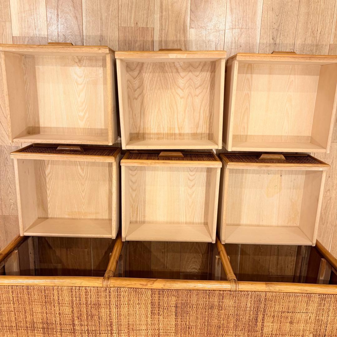 【アンティーク】籐 ラタン サイドボード チェスト ローボード 6杯 古民家