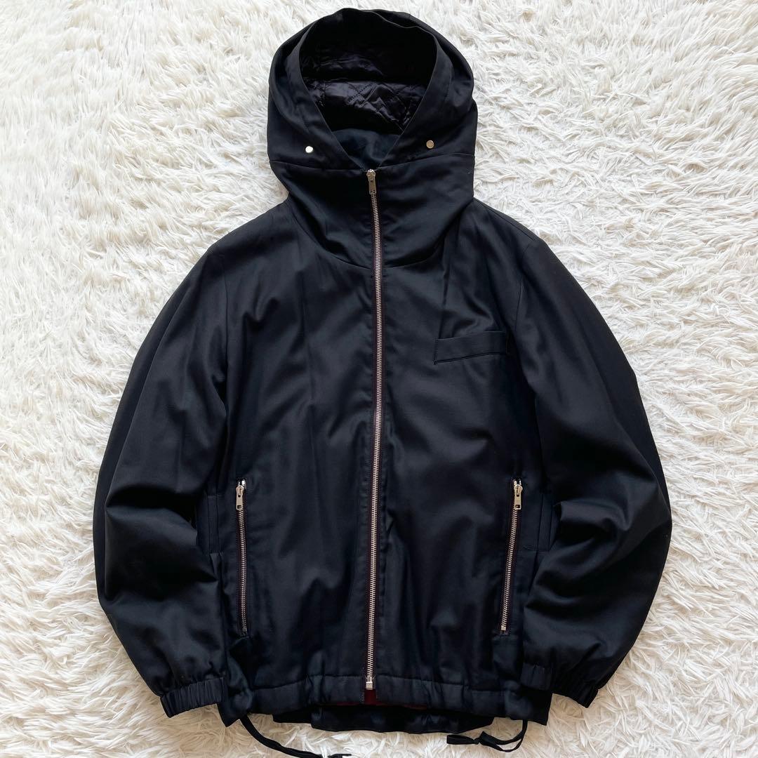 美品 ポールスミス シルクウール フーデット ナイロンジャケット キルティング