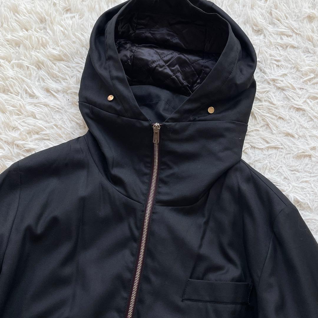 美品 ポールスミス シルクウール フーデット ナイロンジャケット キルティング