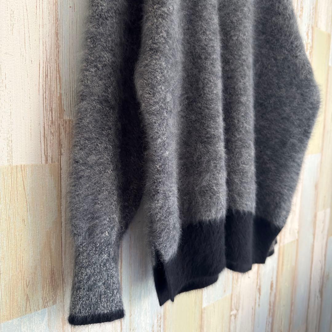 ユナイテッドアローズ フォックス混 クルーネックニット カシミヤ混 グレー系
