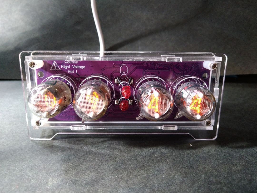 ニキシー管時計 IN-2 4球 完成品　アクリルケース