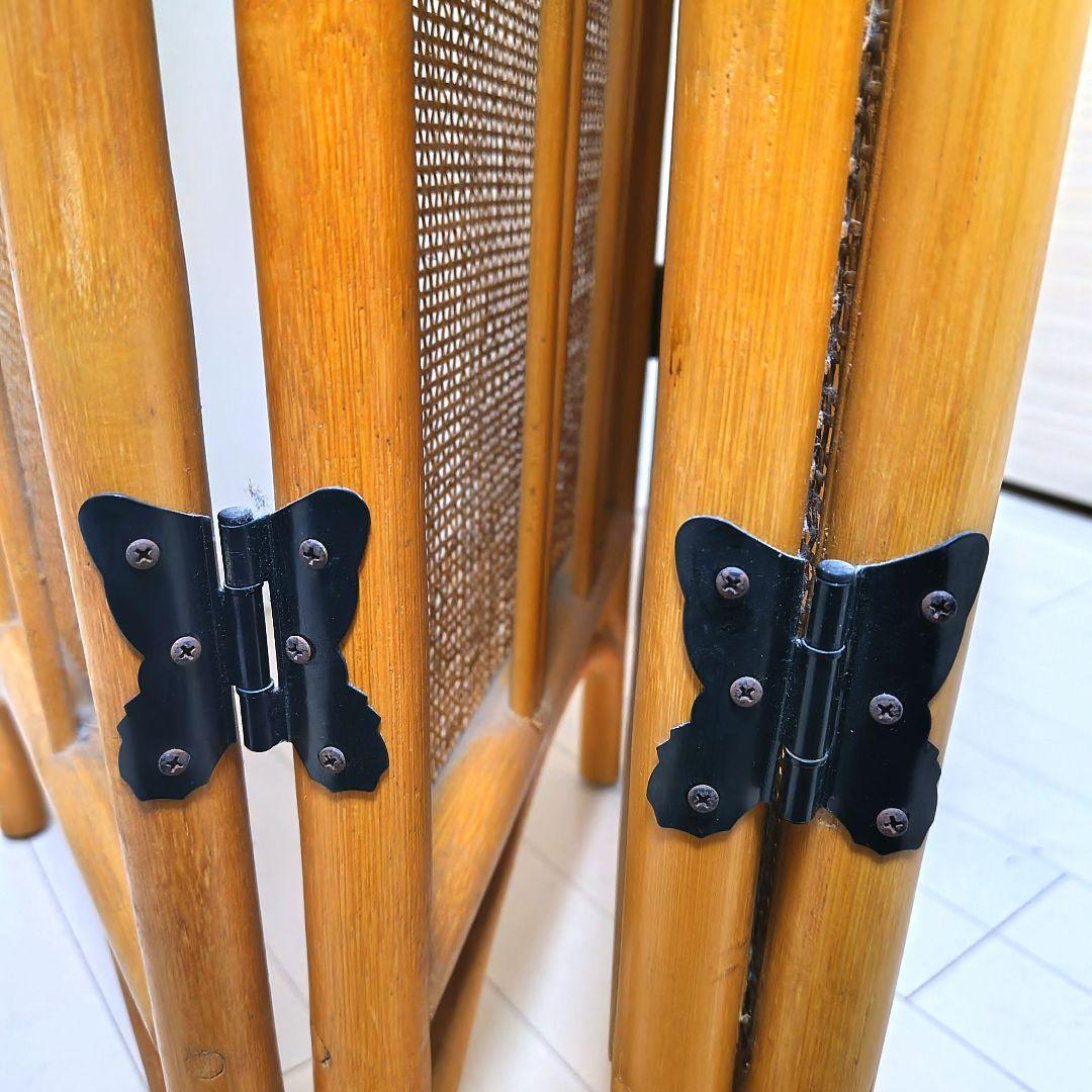 【たのメル便利用】籐 ラタン パーテーション 4連間仕切り 籐衝立