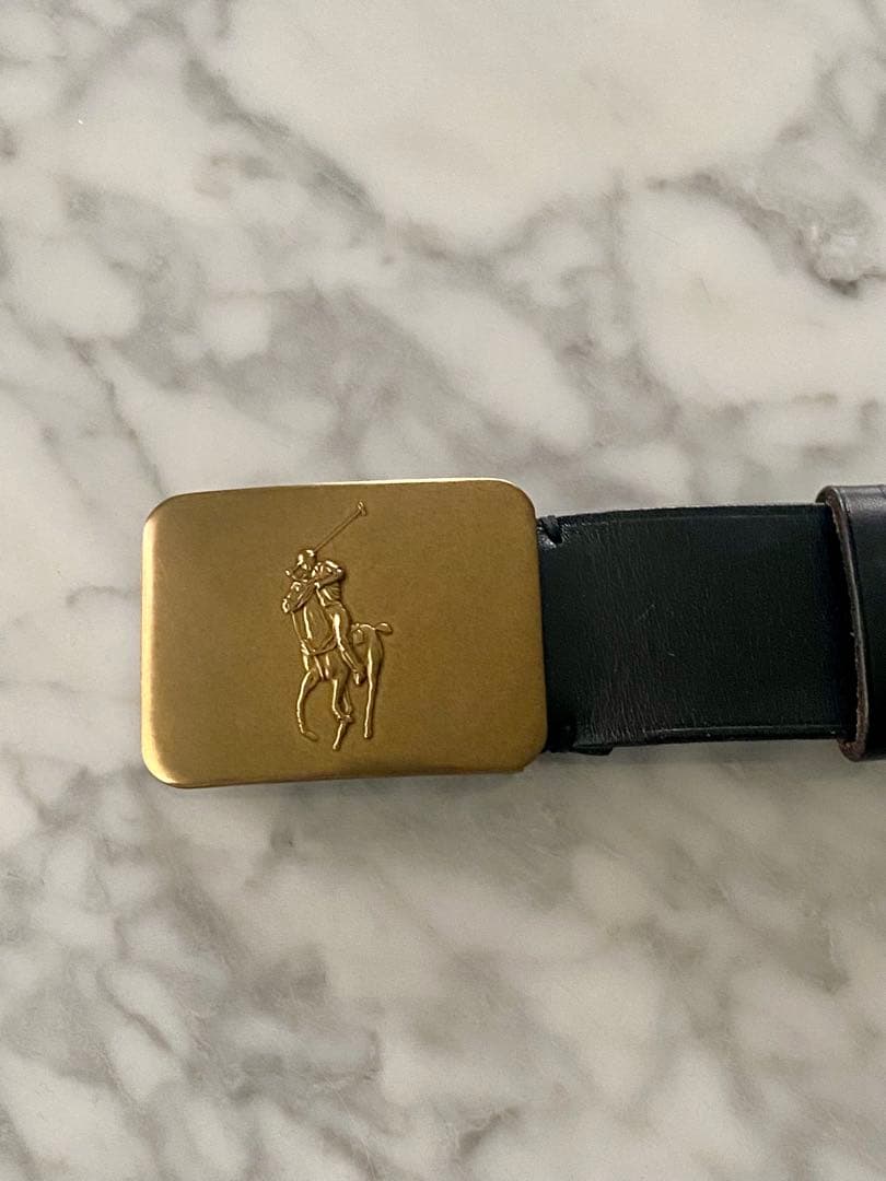 うさこ　ラルフローレン　ベルト　ゴールド　ポニーバックル　ブラック