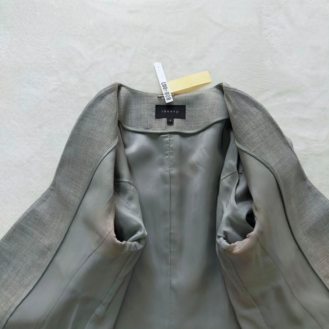 現行タグ　theory　ノーカラー　パンツスーツ　セットアップ