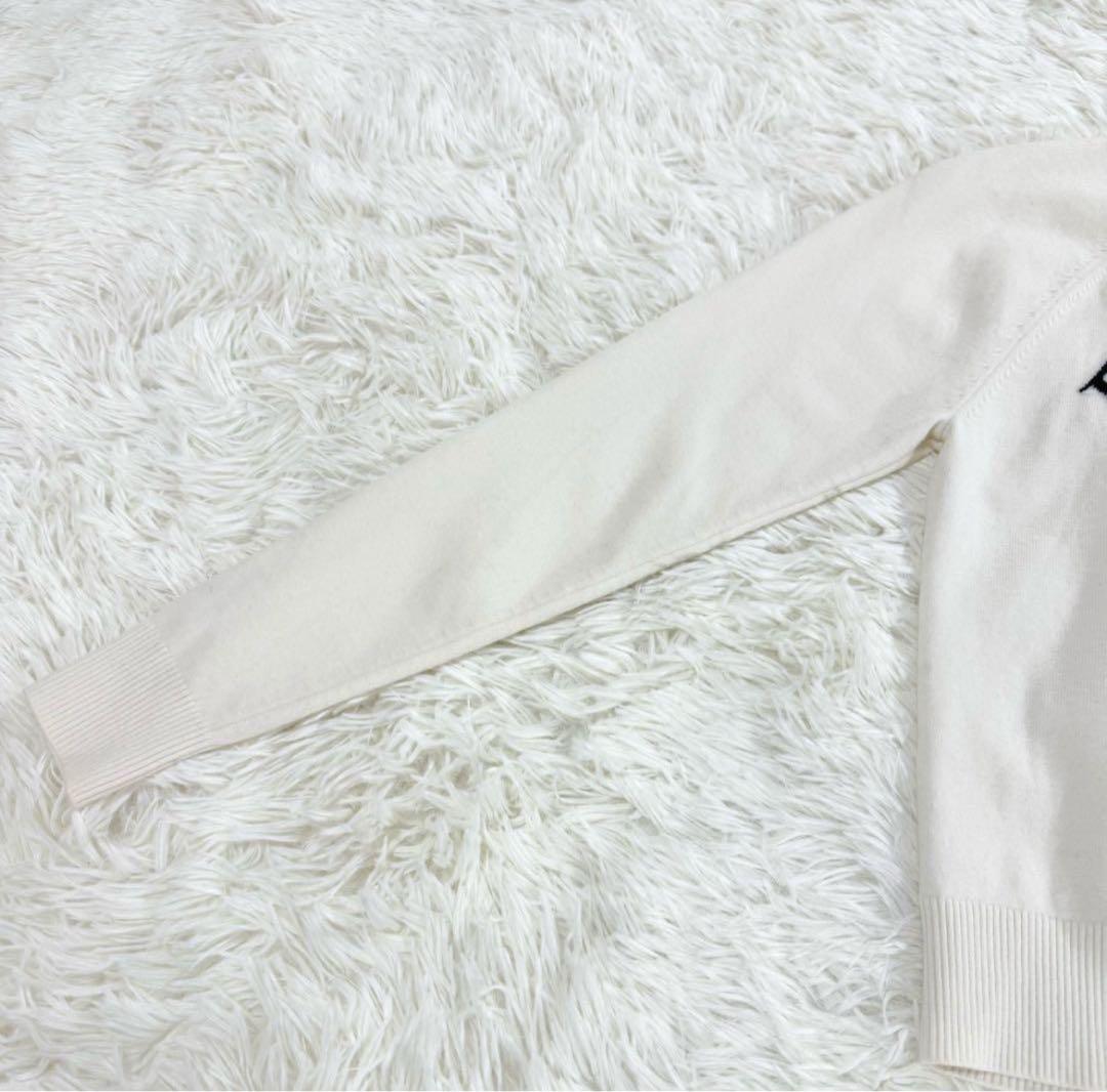 【美品】PATOUパトゥロゴニット 長袖ウール セーター　ホワイト白
