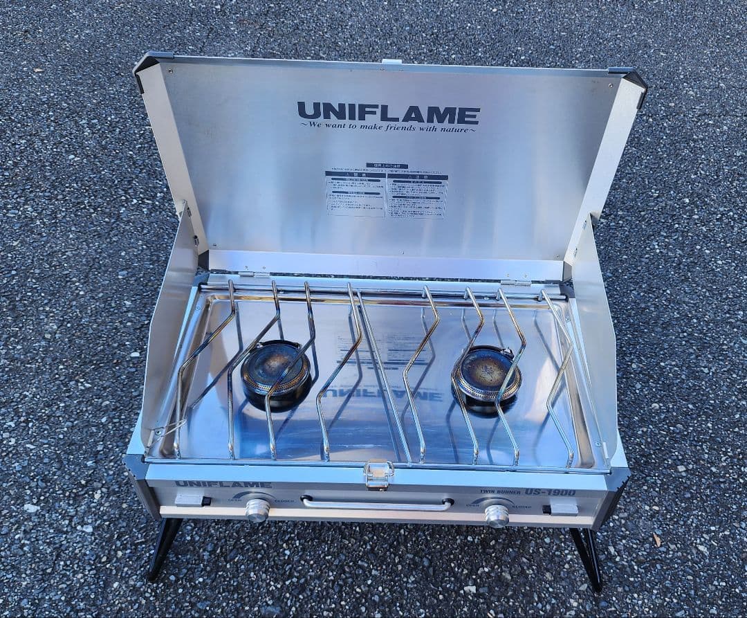 UNIFLAMEのツインバーナーUS-1900、キッチンスタンドⅡ セット