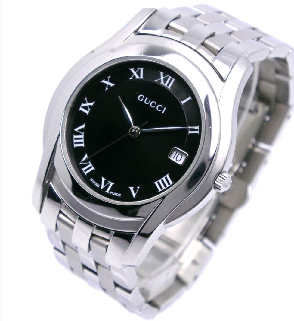 値下げ　GUCCI アナログ時計 ステンレススチール ブラック　腕時計