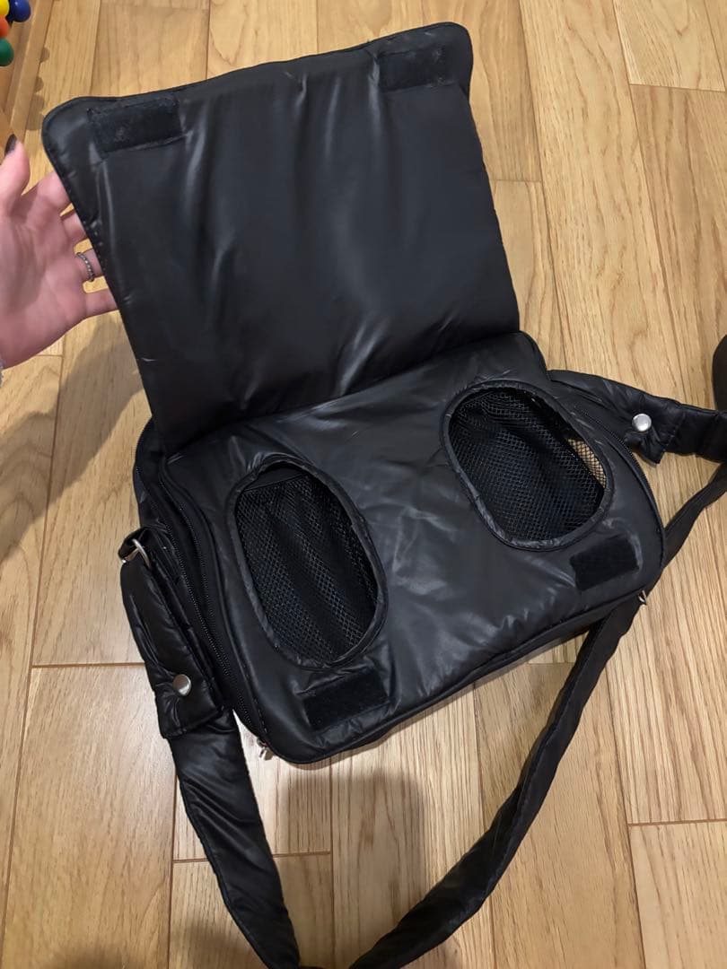 calin マザーズバッグ　ショルダーバッグ　ブラック　マジックテープ式