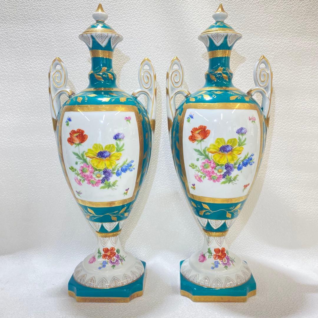 Paris  パリスロイヤル 洋磁器蓋付き大型花瓶 アンティーク 一対
