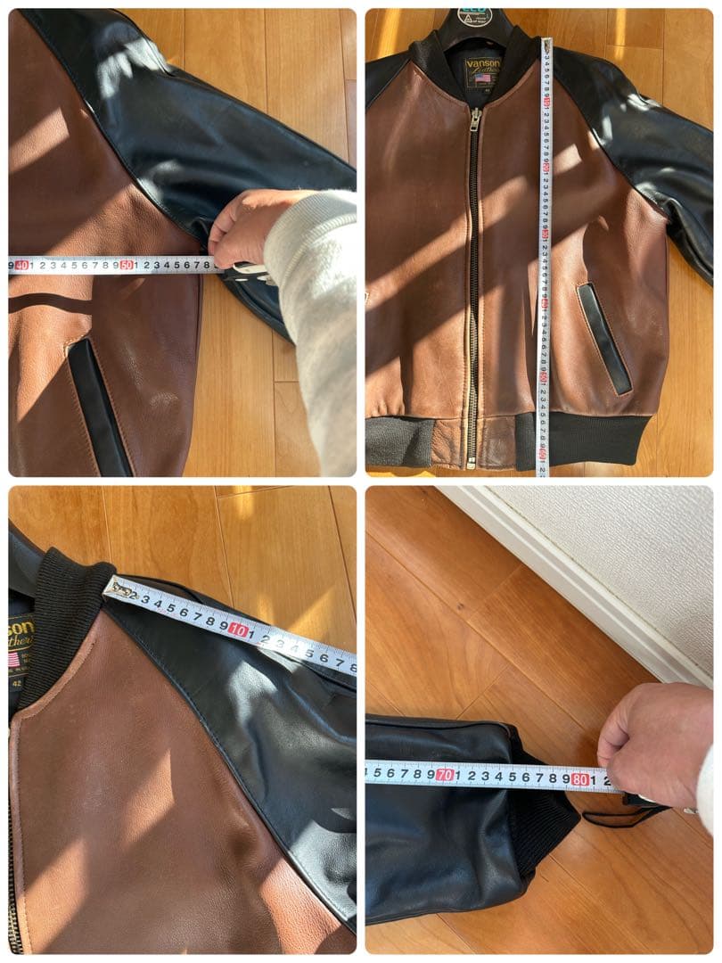 vanson TJ 42 ブラウン×ブラック レザージャケット チームジャケット