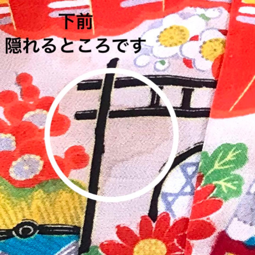 正絹 アンティークレトロ着物 女の子 七五三 ◇扇 花 古典柄