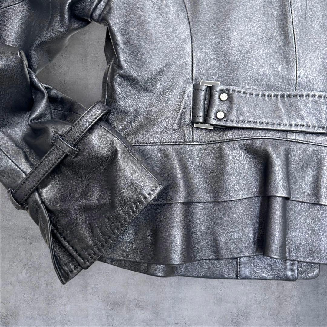 新品タグ付き✨クレージュ ラムレザー ジャケット ブラック ストーン