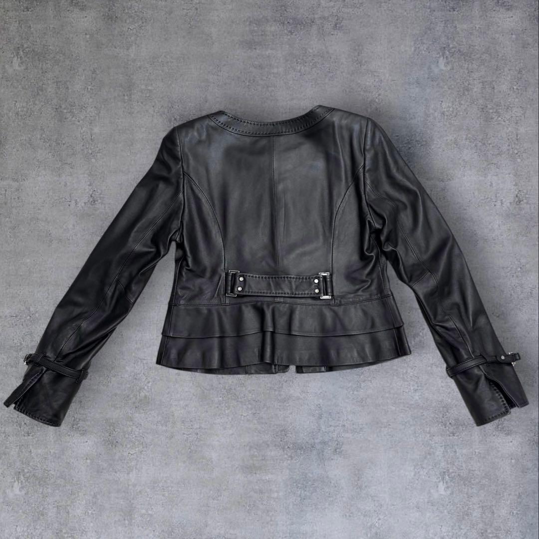 新品タグ付き✨クレージュ ラムレザー ジャケット ブラック ストーン