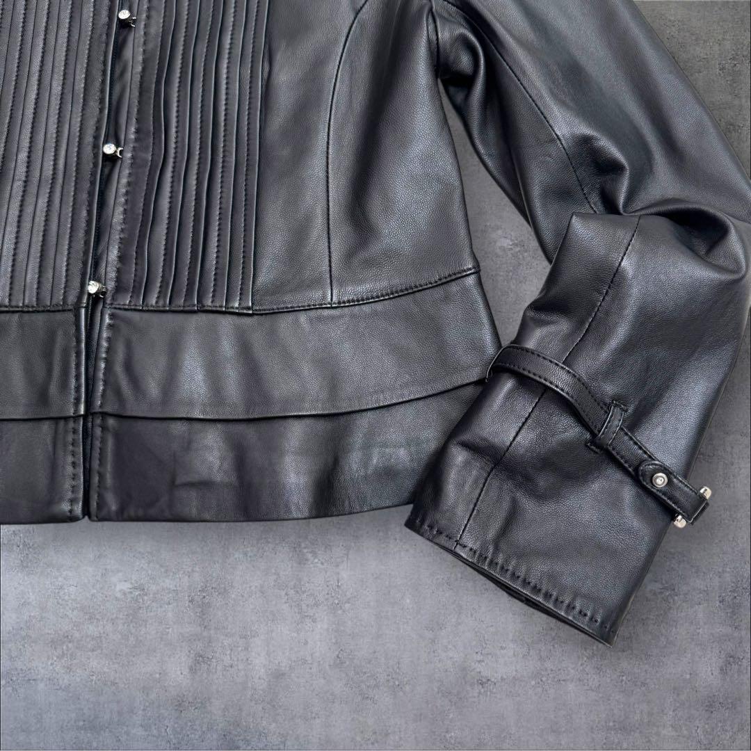 新品タグ付き✨クレージュ ラムレザー ジャケット ブラック ストーン