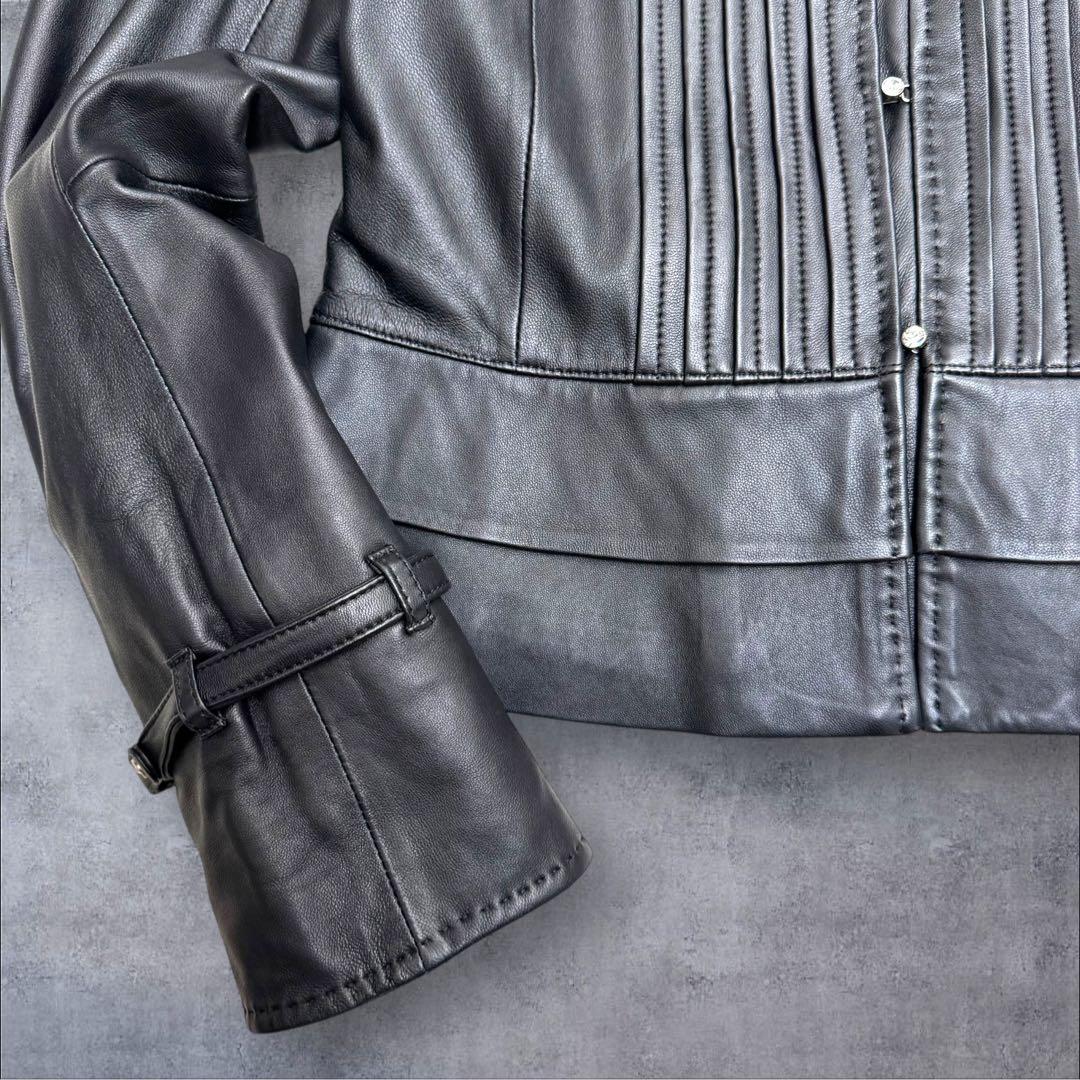 新品タグ付き✨クレージュ ラムレザー ジャケット ブラック ストーン