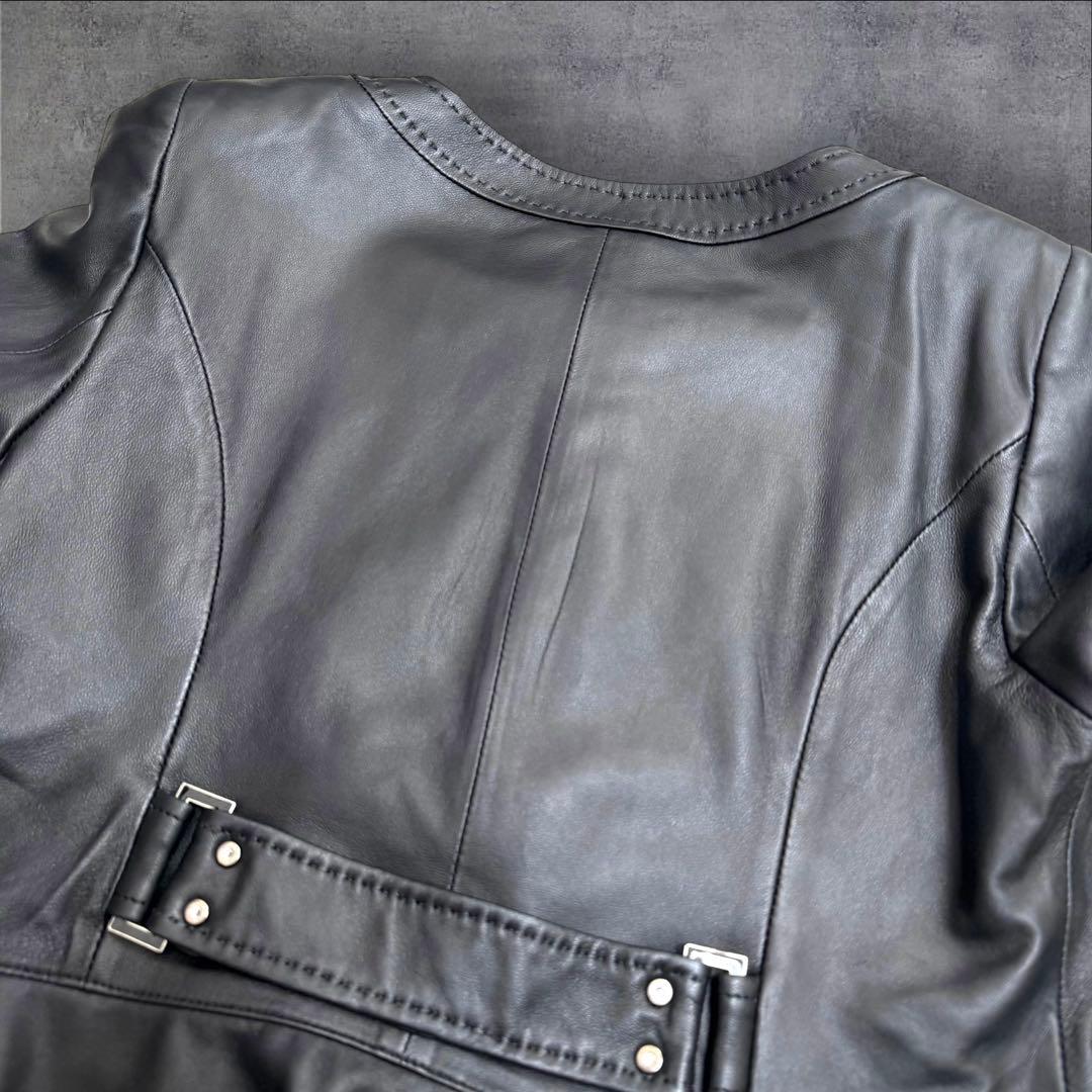 新品タグ付き✨クレージュ ラムレザー ジャケット ブラック ストーン