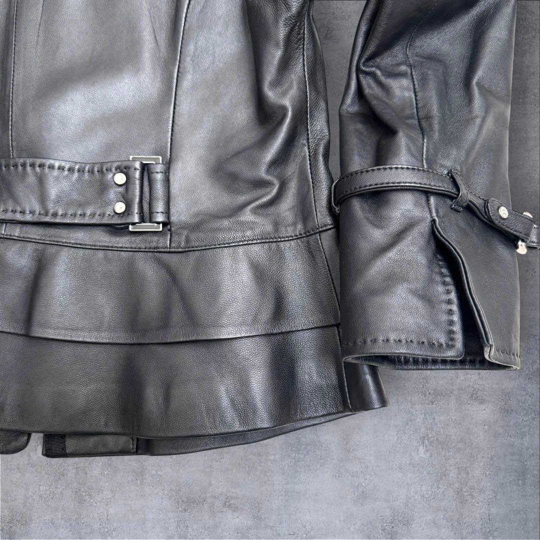 新品タグ付き✨クレージュ ラムレザー ジャケット ブラック ストーン