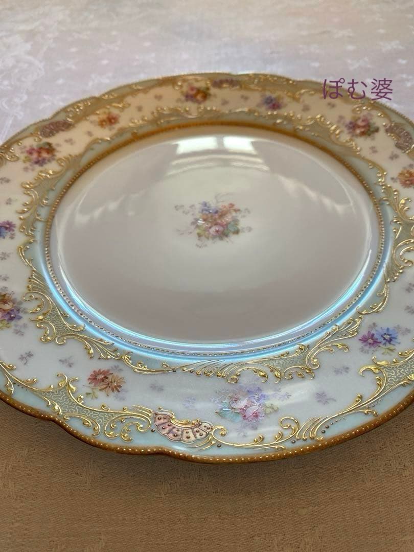 【パリ／アール・ヌーヴォー】金盛金彩 手描皿／オペラ通り「A La Paix」