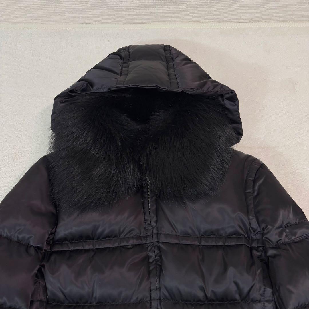 20AW ☆極美☆ PRADA 三角ロゴ　シープスキン　ダウンコート　黒　40号