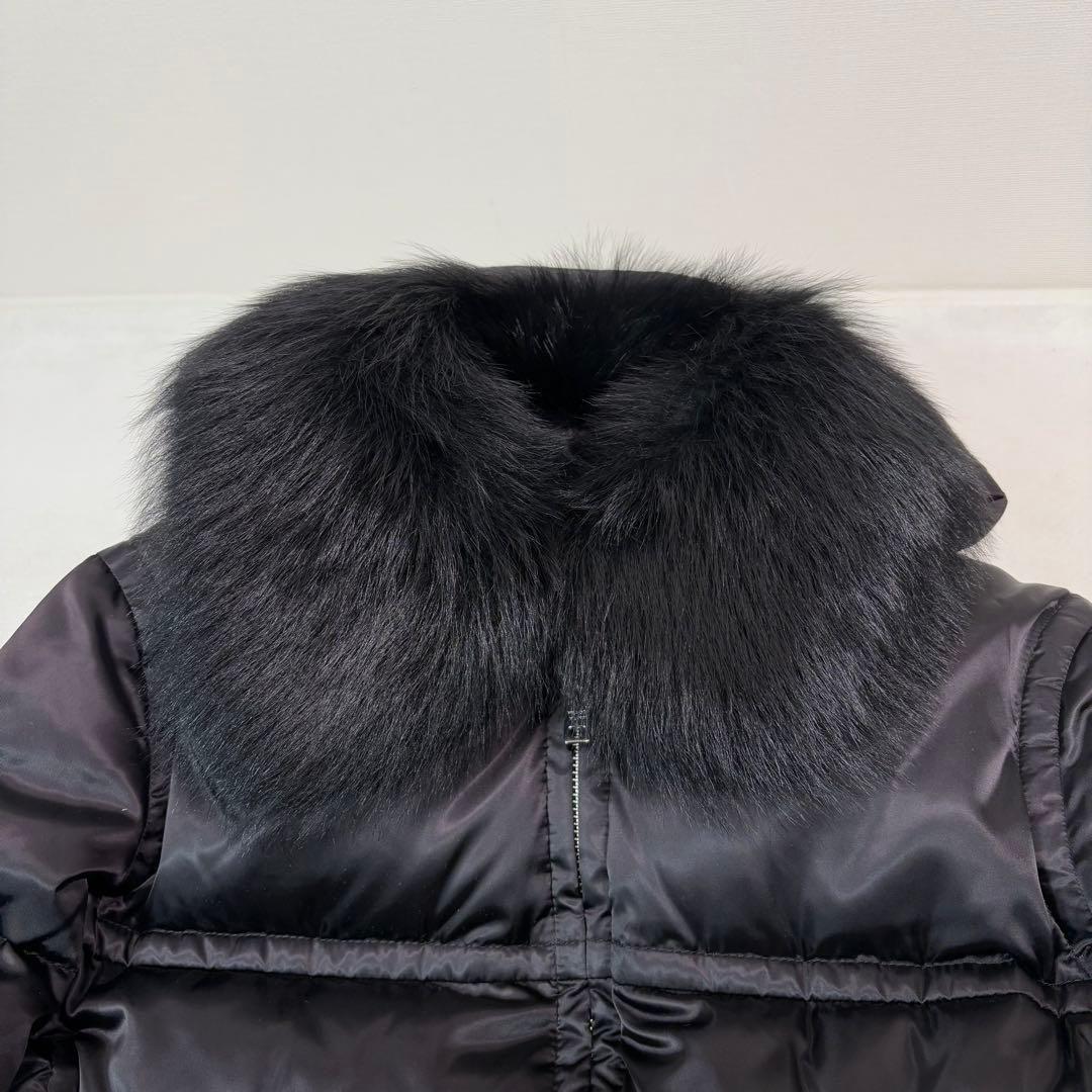 20AW ☆極美☆ PRADA 三角ロゴ　シープスキン　ダウンコート　黒　40号