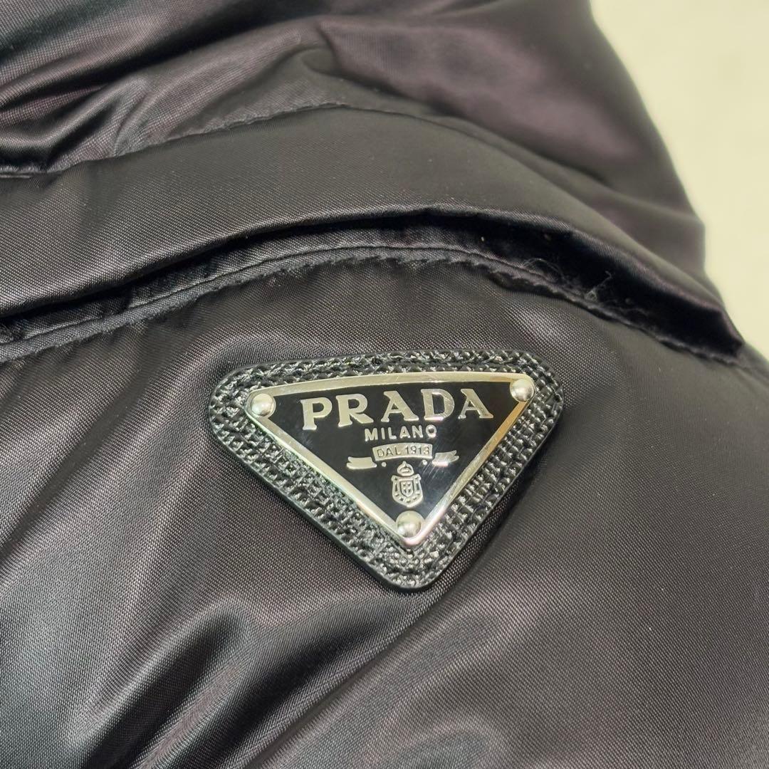 20AW ☆極美☆ PRADA 三角ロゴ　シープスキン　ダウンコート　黒　40号