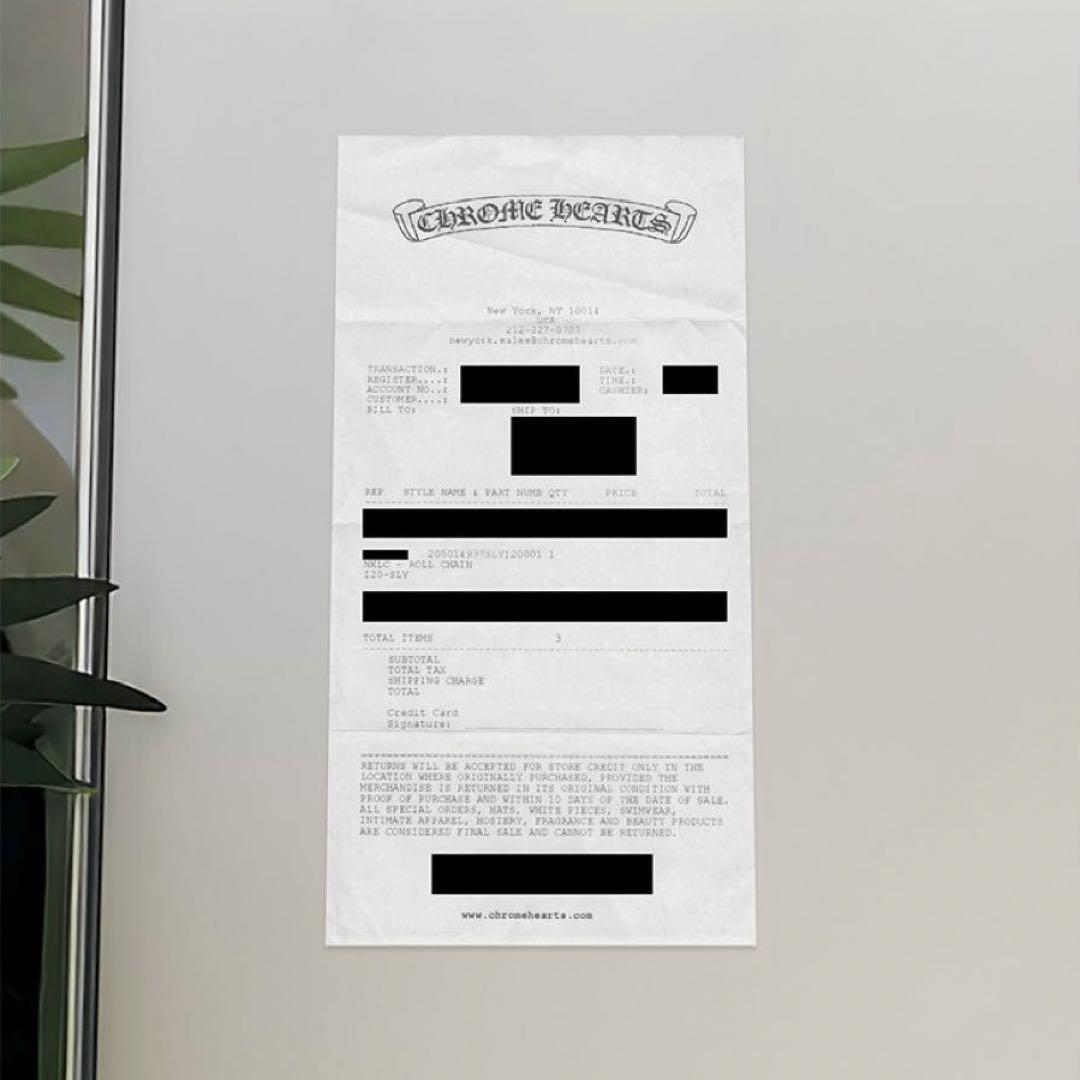 インボイス原本無修正 クロムハーツ ロールチェーン 20インチ CH ネックレス