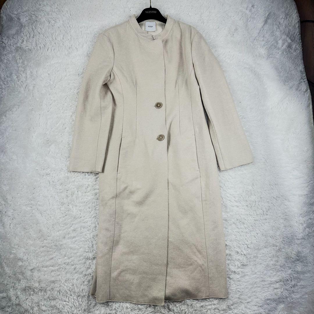 アニオナ　ダブルフェイスコート　ロングコート　カシミア100%　アイボリー　L