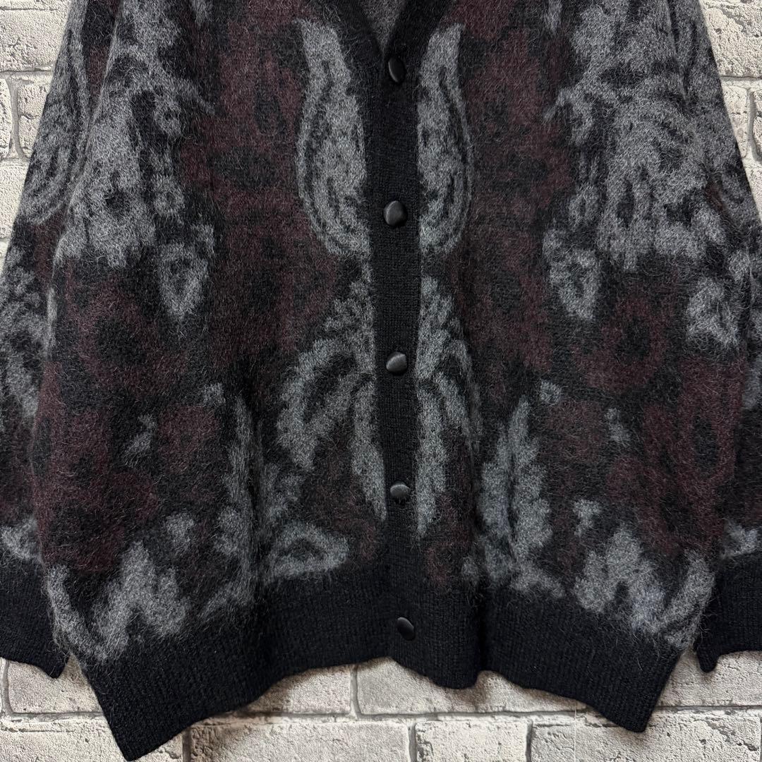 【美品】HARE　ダマスクガラモヘアカーディガン　ブラック　セーター