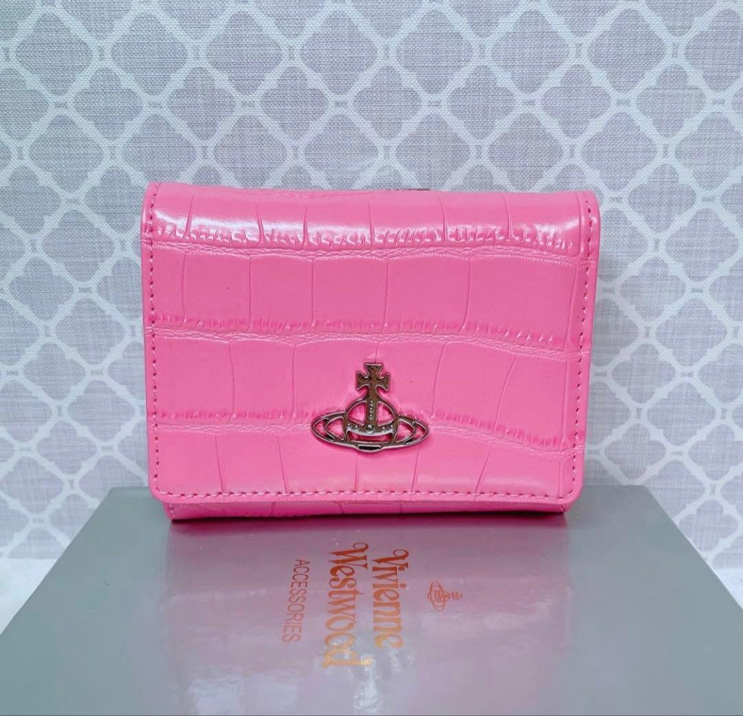【内側柄も素敵☆最新作】Vivienne Westwood 三つ折財布 ピンク
