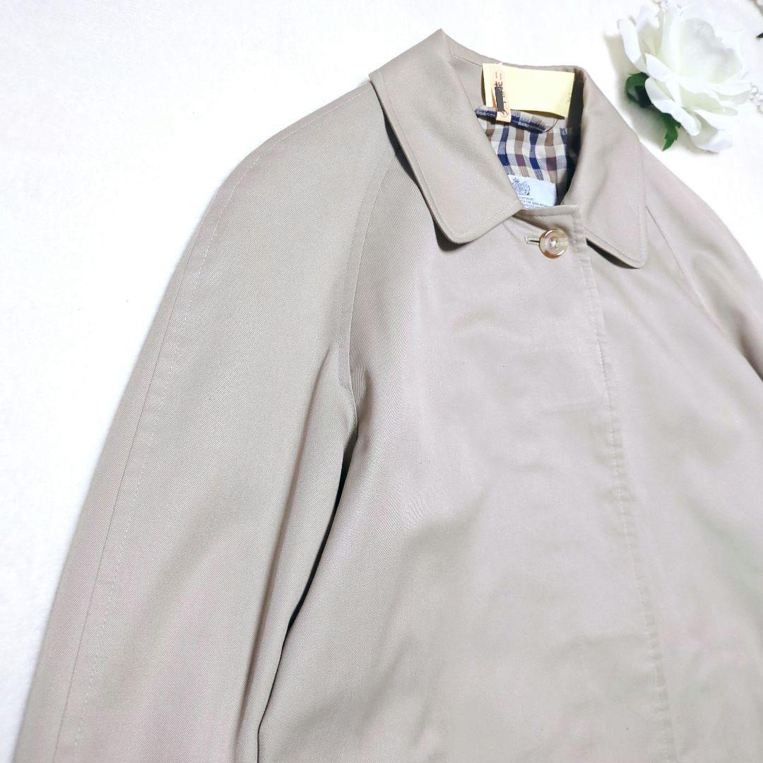 美品✨アクアスキュータム　ステンカラー　コート　ロング　チェック　ベージュ