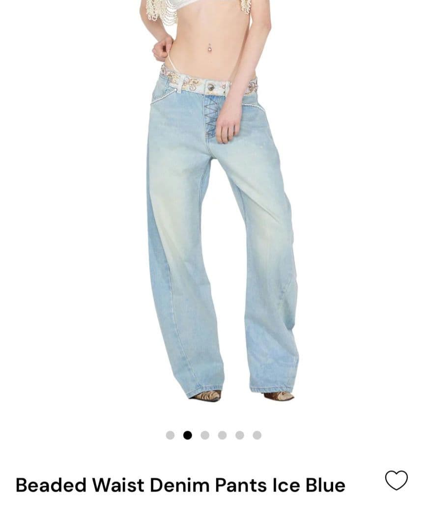 Sculptor Beaded Waist Denim Pantsインディゴブル