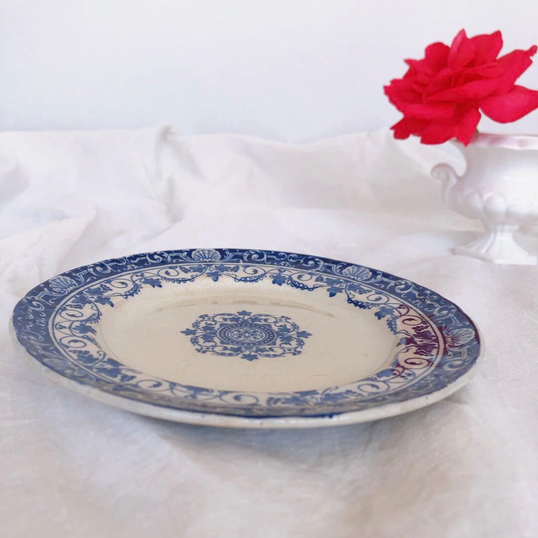 ヴィエイヤールボルドー　ルイ15 青　ディナープレート フランスアンティーク食器