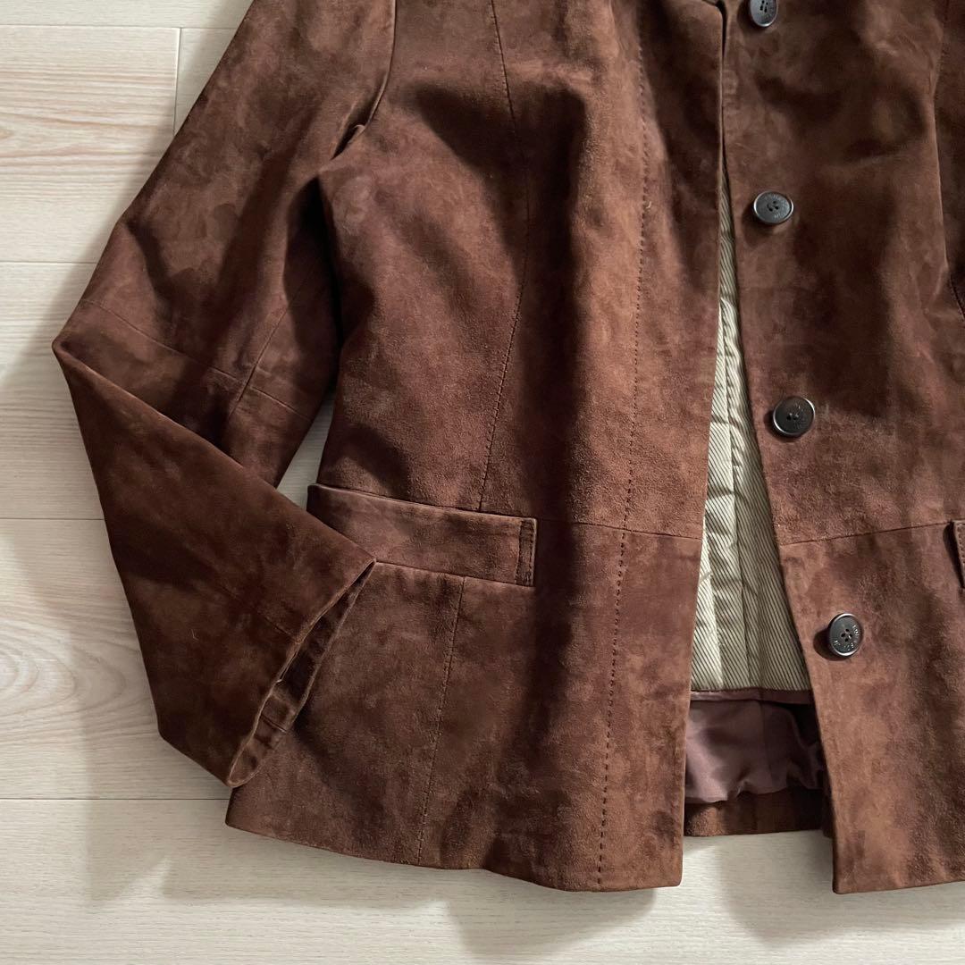 Aquascutum スエードジャケット 本革 羊革 ライナー脱着可 ブラウン
