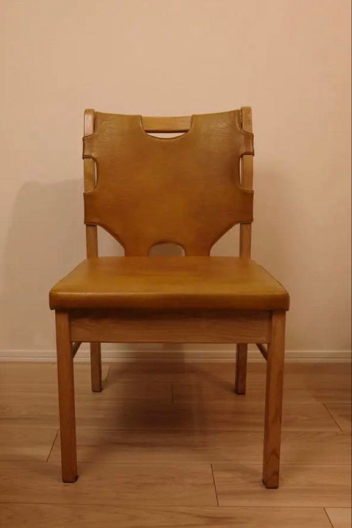 【希少】オールドマルニ　マルニ木工　孔雀ロゴ/ヴィンテージ　レザーチェア/椅子