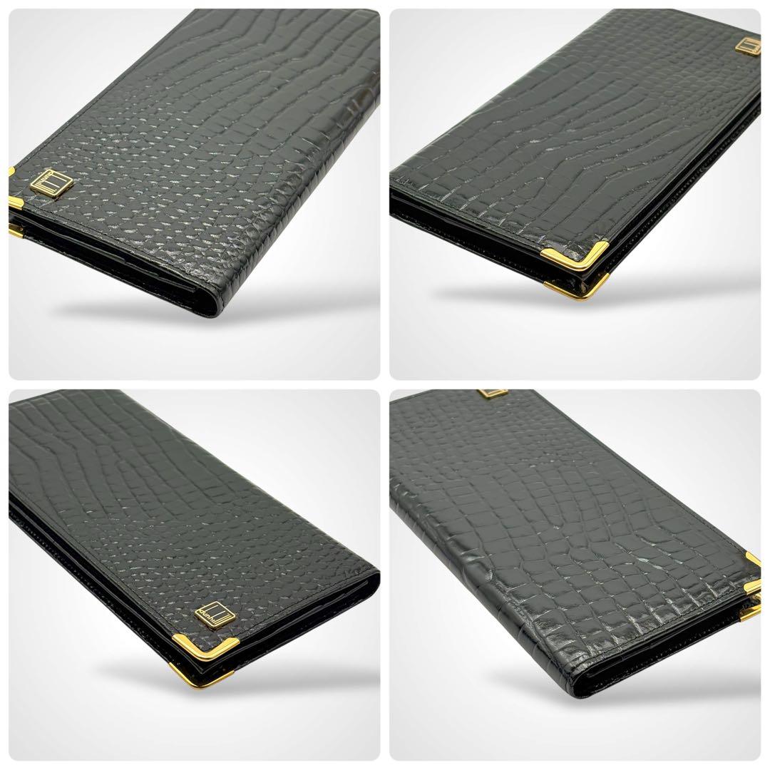 極美品✨Dunhill ダンヒル クロコ型押し レザー 本革 ブラック メンズ