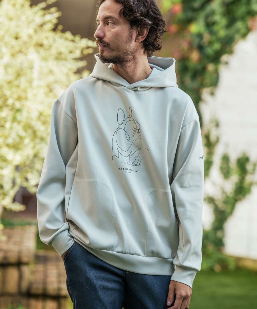 ナメクジ　コールアンドレスポンスフレンチブル-プリントパーカー