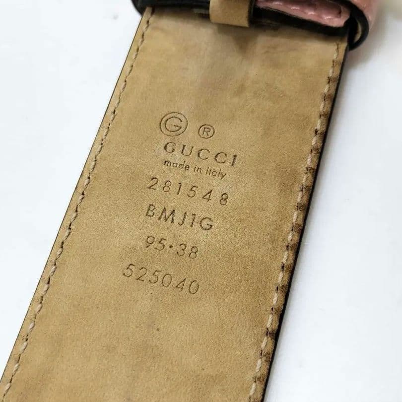 GUCCI マイクロGG レザーベルト ピンク 93±5 幅3.8cm d02