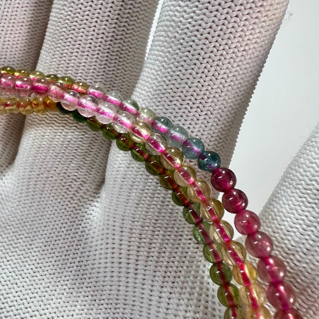 高品質　マルチカラートルマリン　3連　ネックレス　ブレスレット　　トルマリン