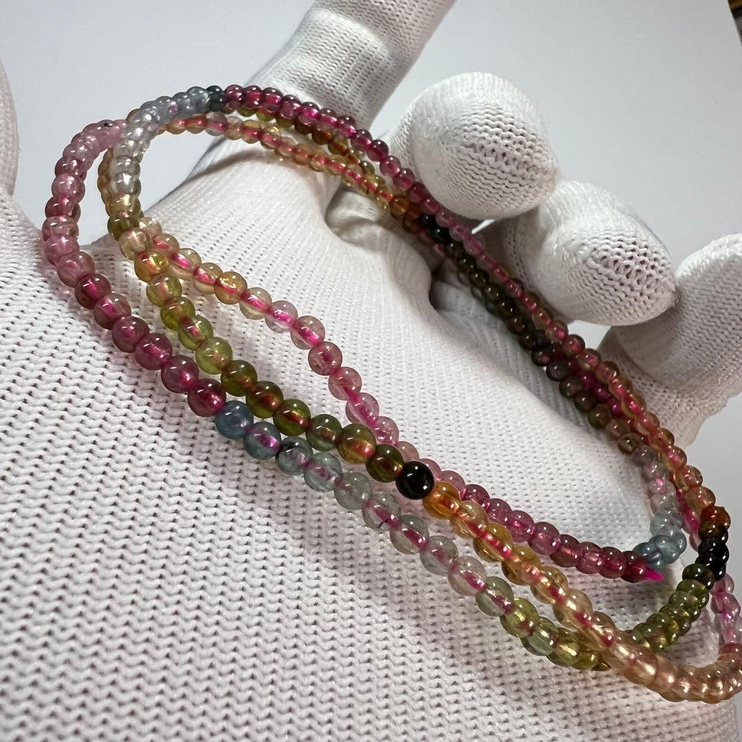 高品質　マルチカラートルマリン　3連　ネックレス　ブレスレット　　トルマリン