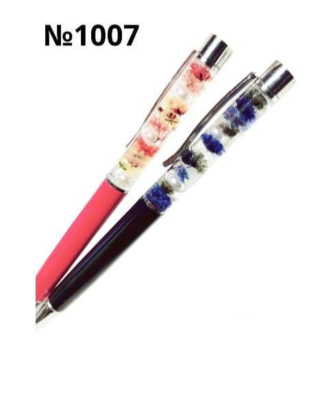 ボールペン　ハーバリウム　かすみ草　黒　オレンジ　黄色　パール　2本　セット