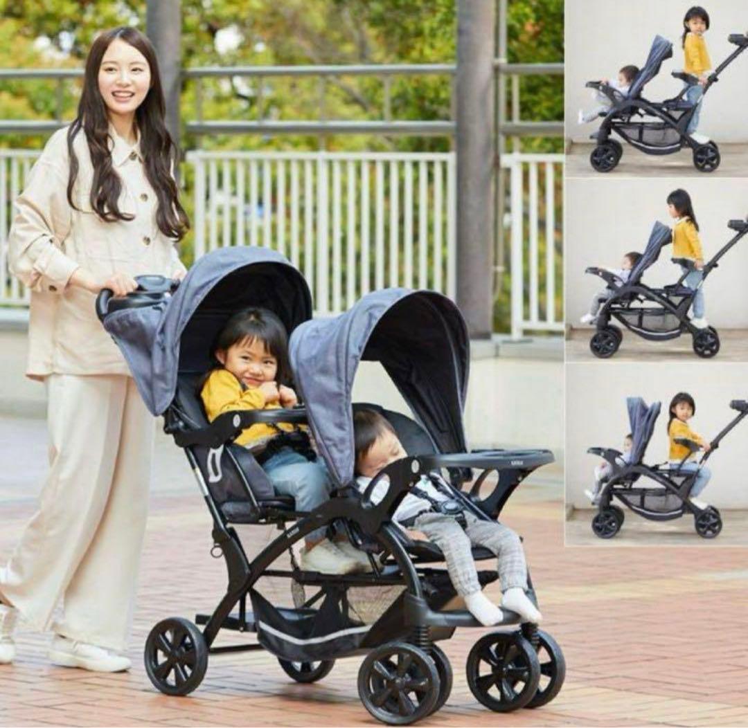 EK様【美品】KATOJI カトージ　2人でゴーDX デニム　2人乗りベビーカー