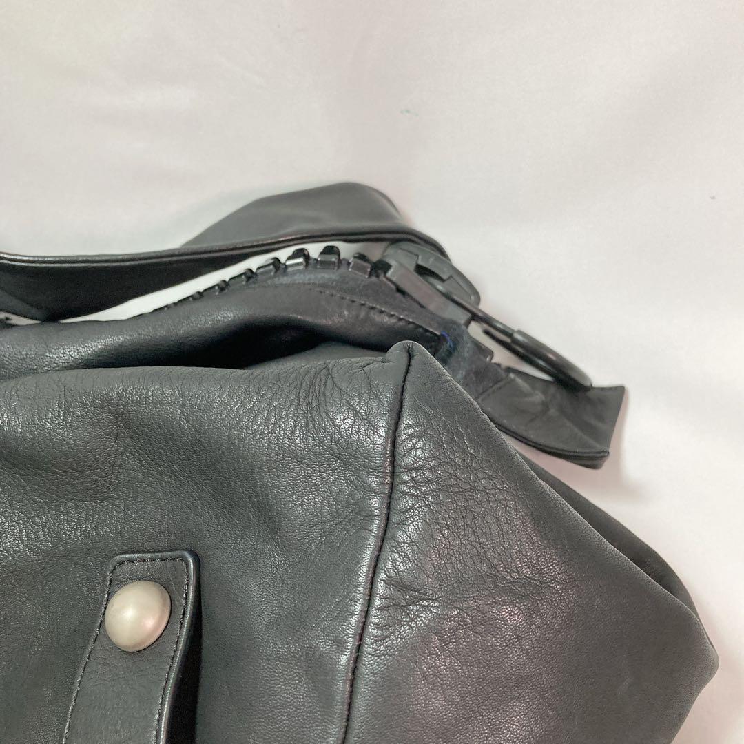 【美品】kawa-kawa カワカワ ボストン レザー ビッグファスナー BK