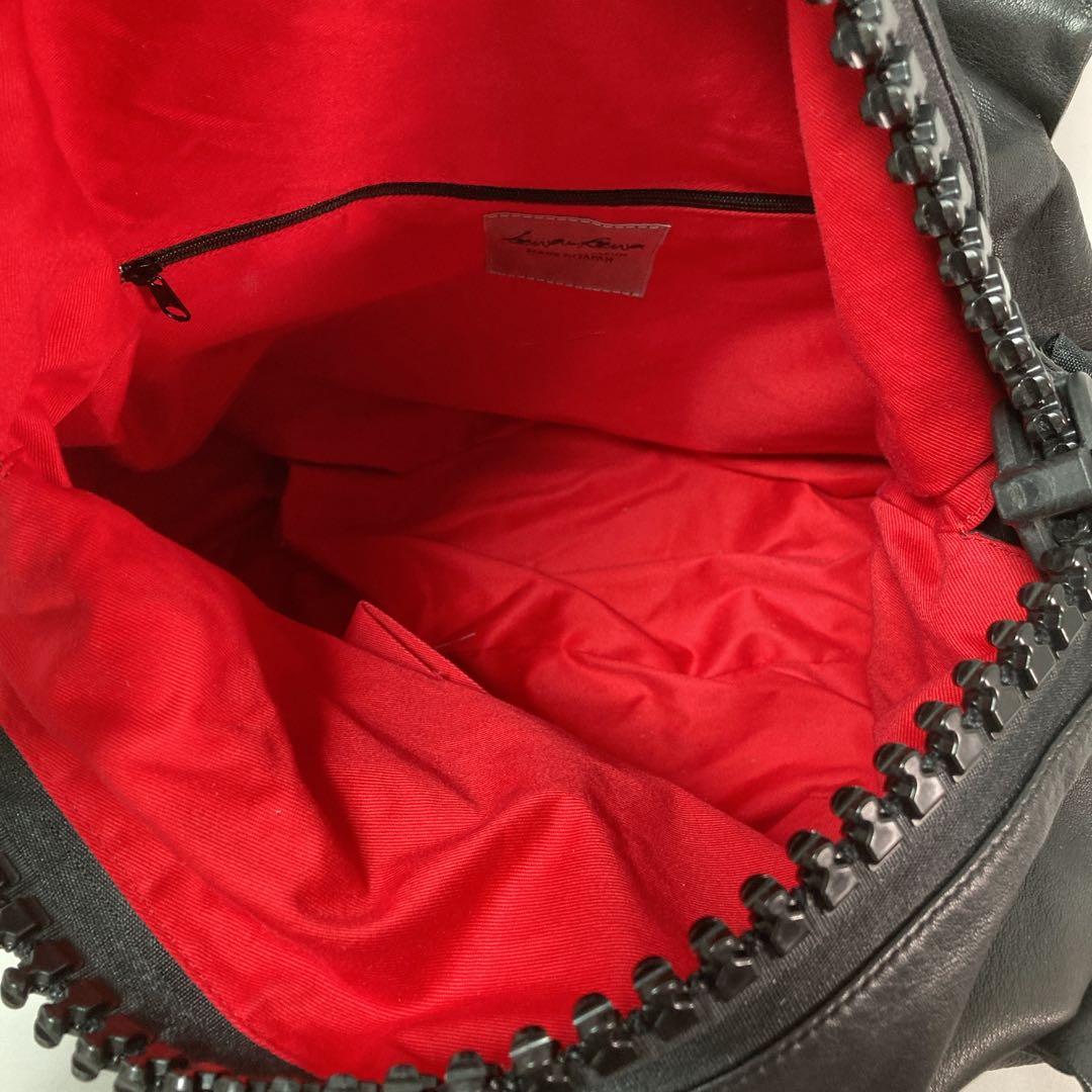 【美品】kawa-kawa カワカワ ボストン レザー ビッグファスナー BK