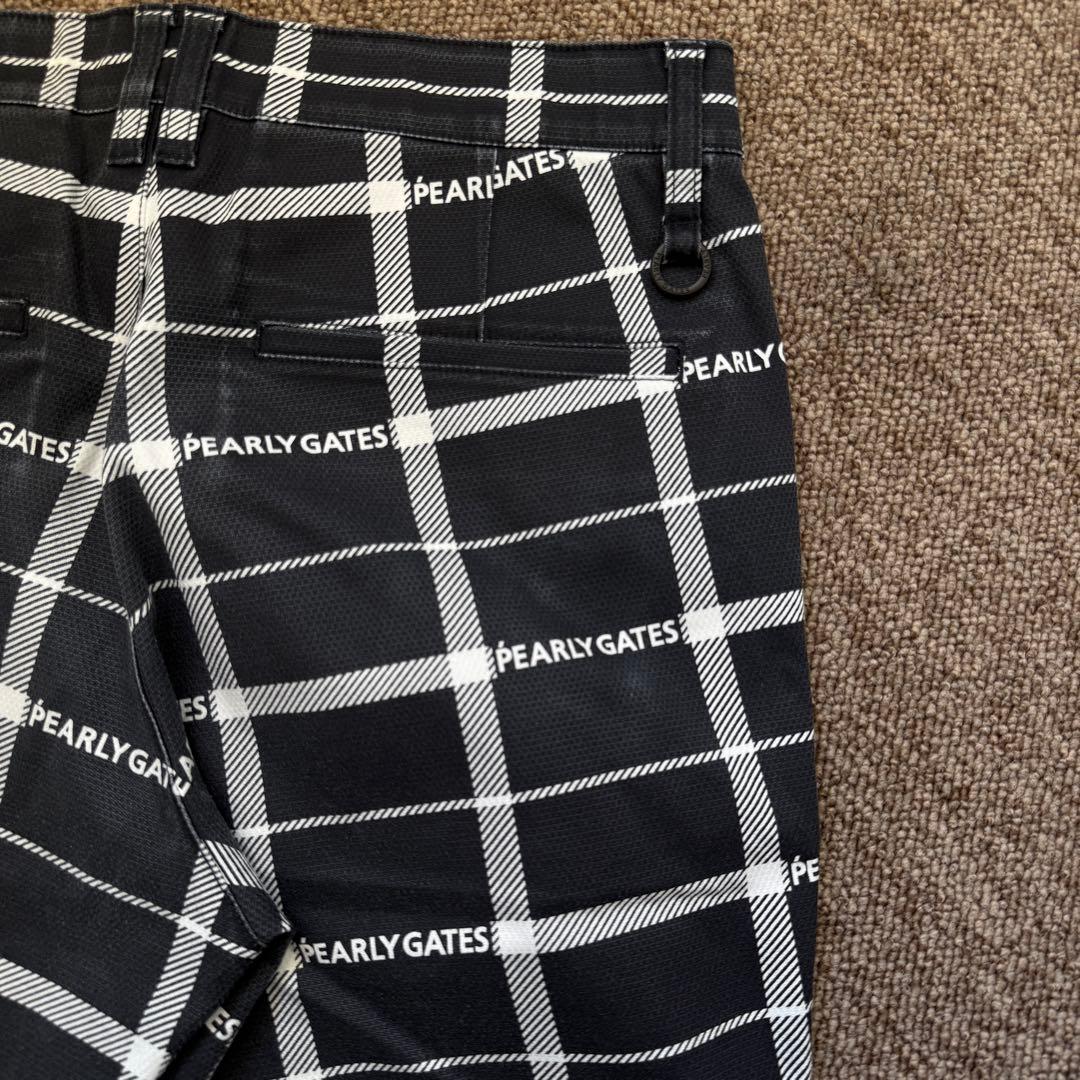 現行モデル　パーリーゲイツ　パンツ　総柄　L〜XL相当 チェック　グレー　白　5