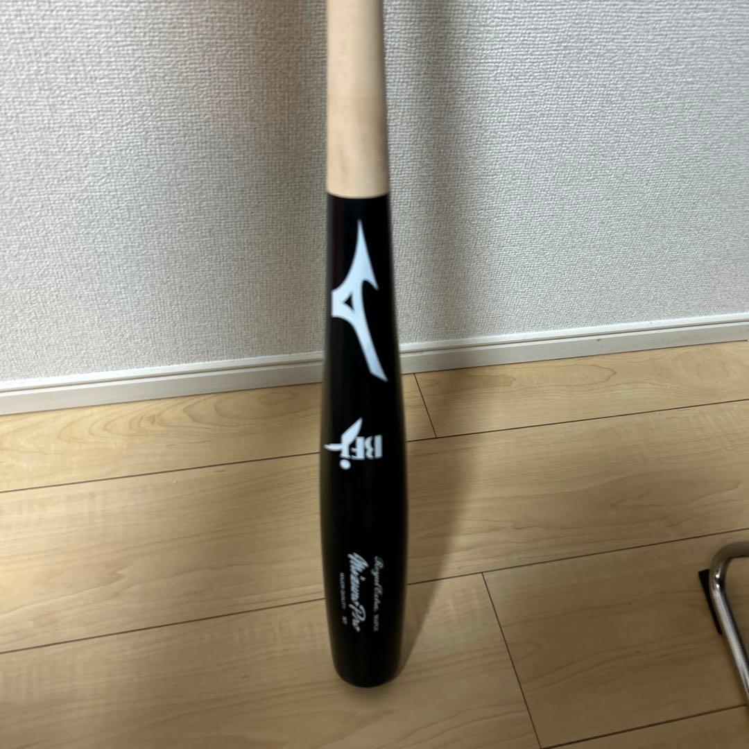 Mizuno B4 木製バット 黒/ナチュラル トルピードバット　魚雷バット