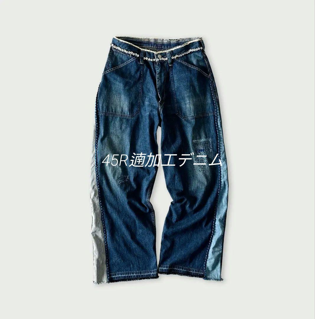 45R★麦比古デニムの908ペインターパンツ遖加工（happy刺し子）今季