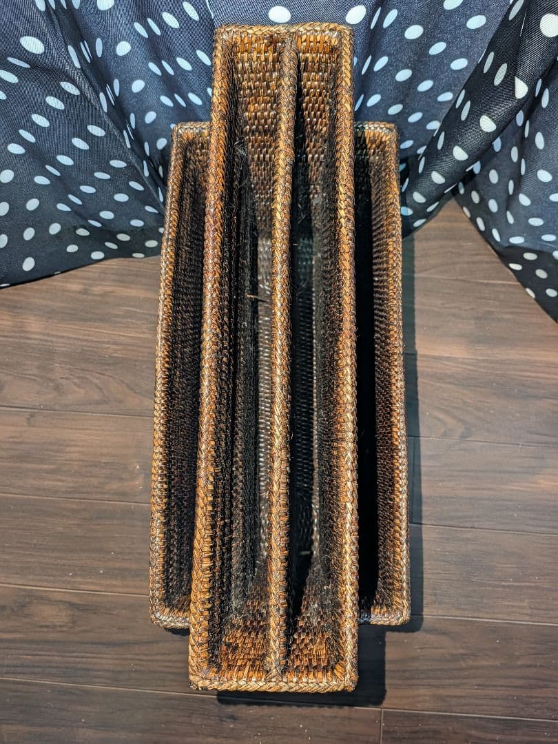 ラタン マガジンラック 2個セット 雑誌収納 バスケット