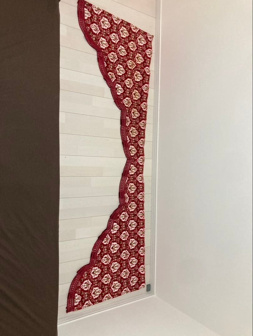 金華山　新格子　赤　五右衛門カーテン