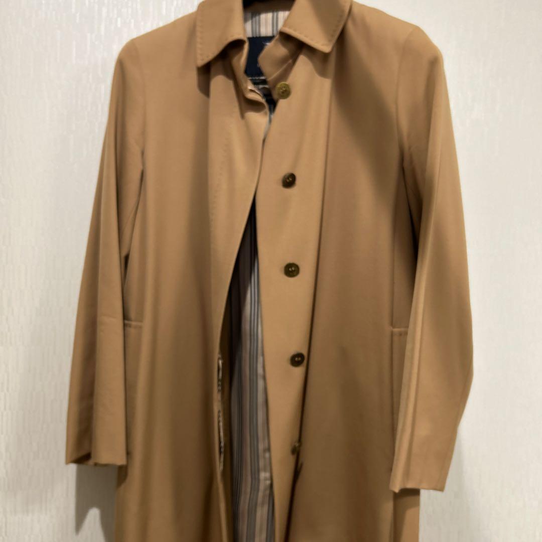 バーバリベージュ ロングコート ウエストベルト付き
