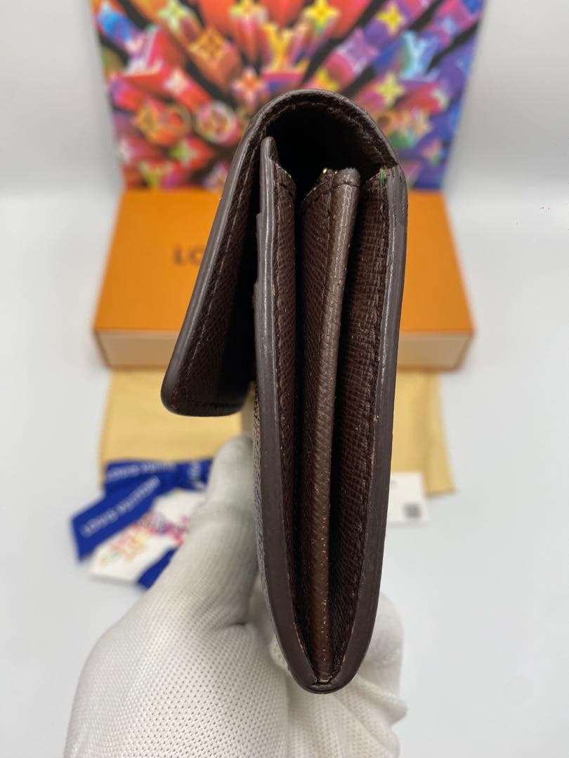 ルイヴィトン ダミエ ポシェットポルトモネクレディ 二つ折り長財布 札入れ 茶